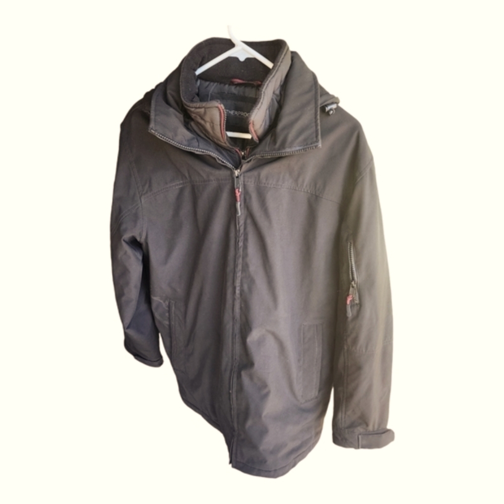 WEATHERPROOF   mens double  zipper  heavy black jacket size M
